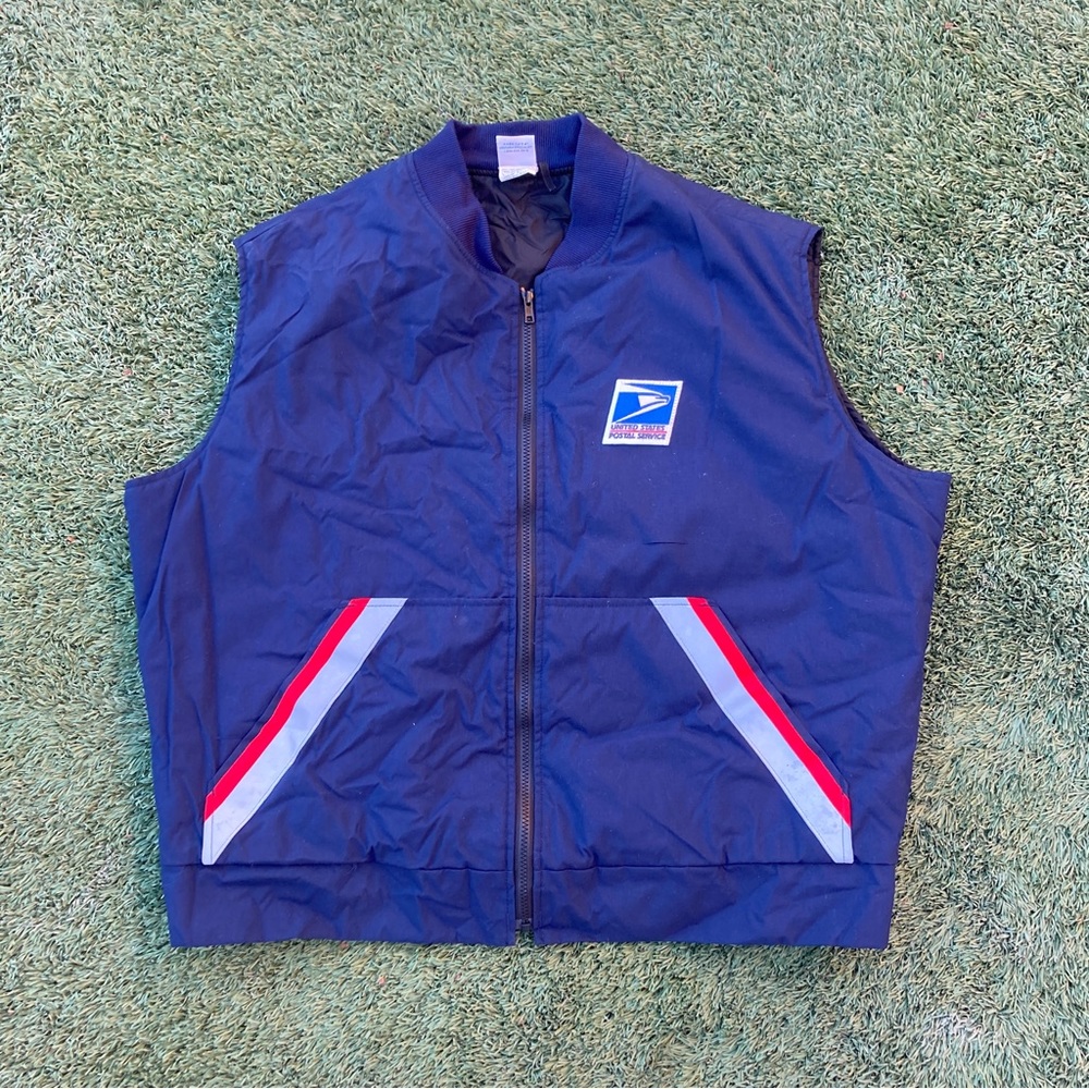 Vintage USPS Mail Carrier Postal Vest Jacket Blue US Mail